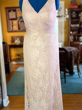 Belsoie Blush Pink Lace Bridesmaid Formal Gown Size 12